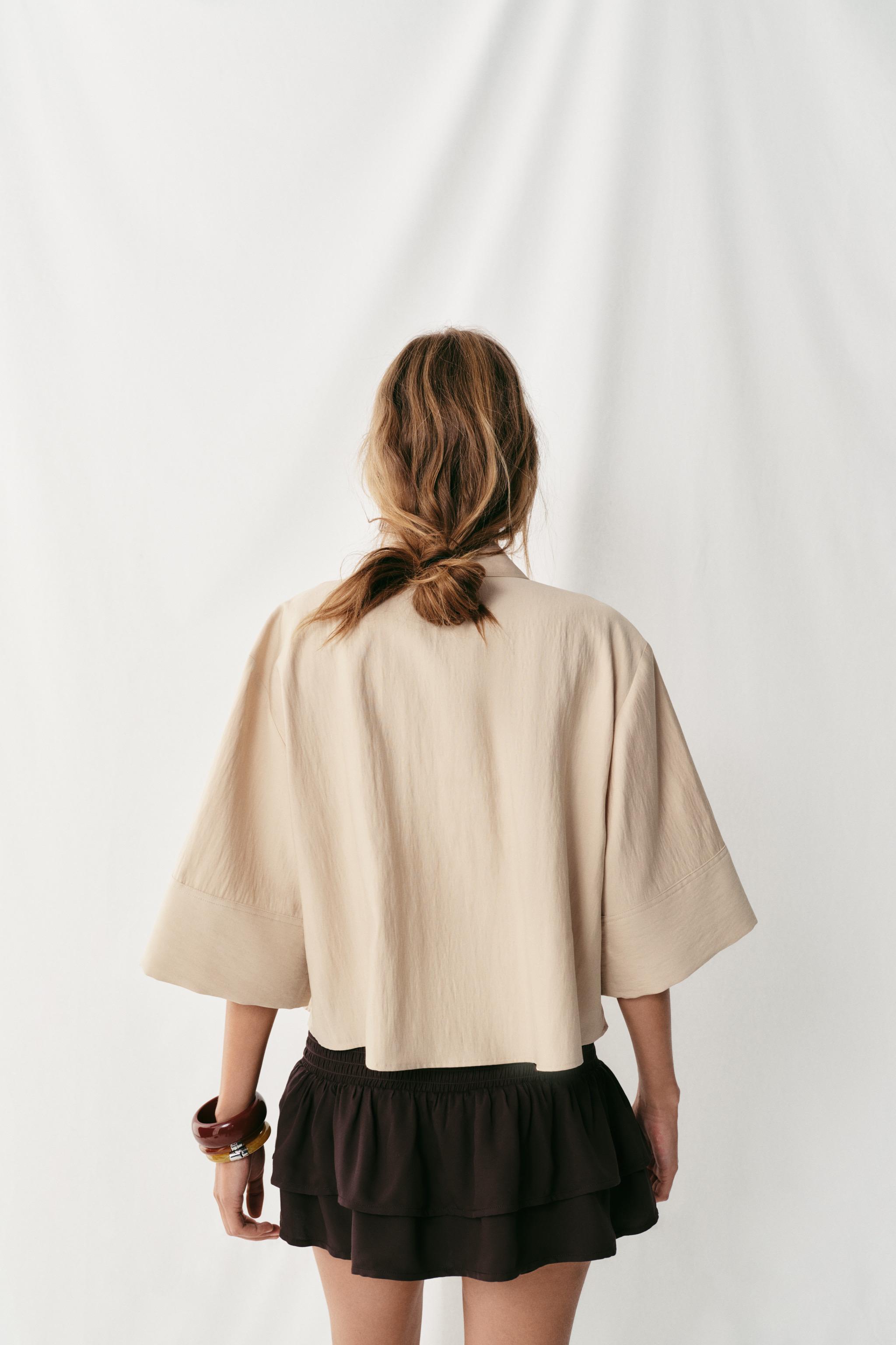 CROPPED SHIRT WITH WIDE SLEEVES